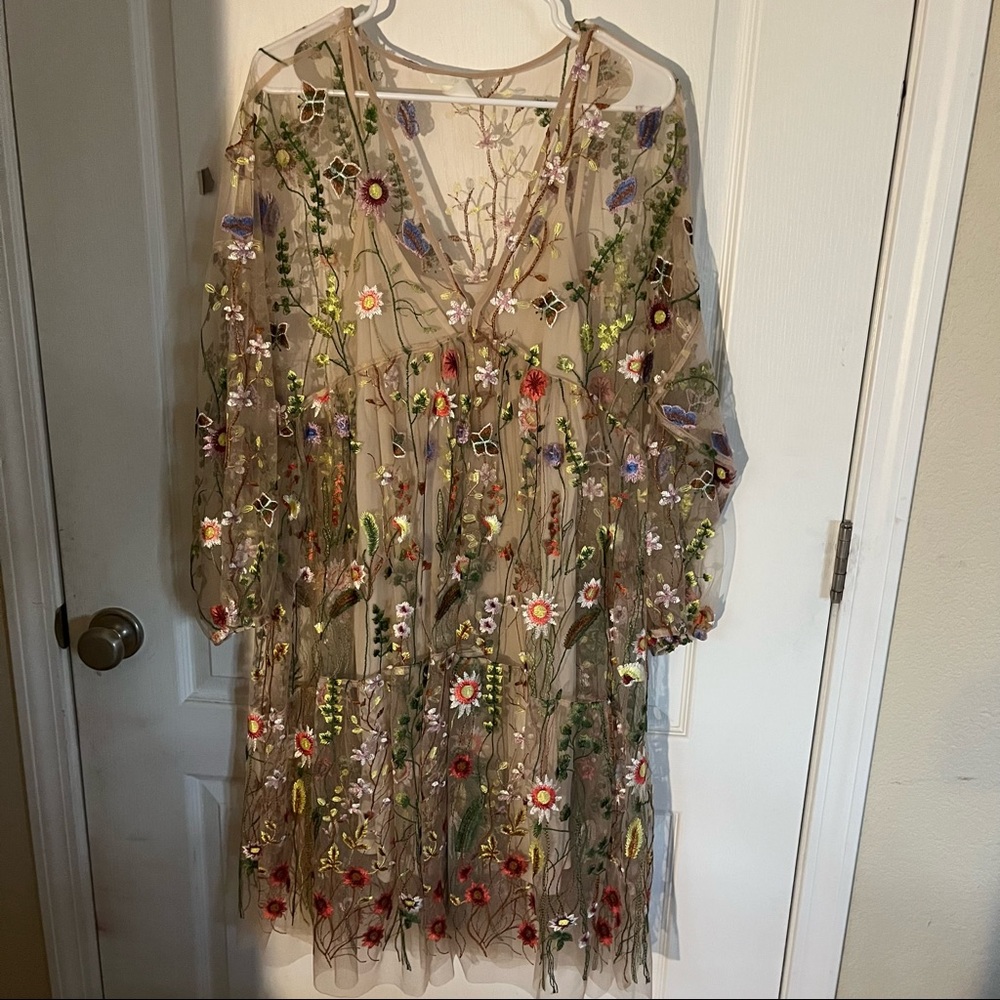 H&M floral embroidered dress